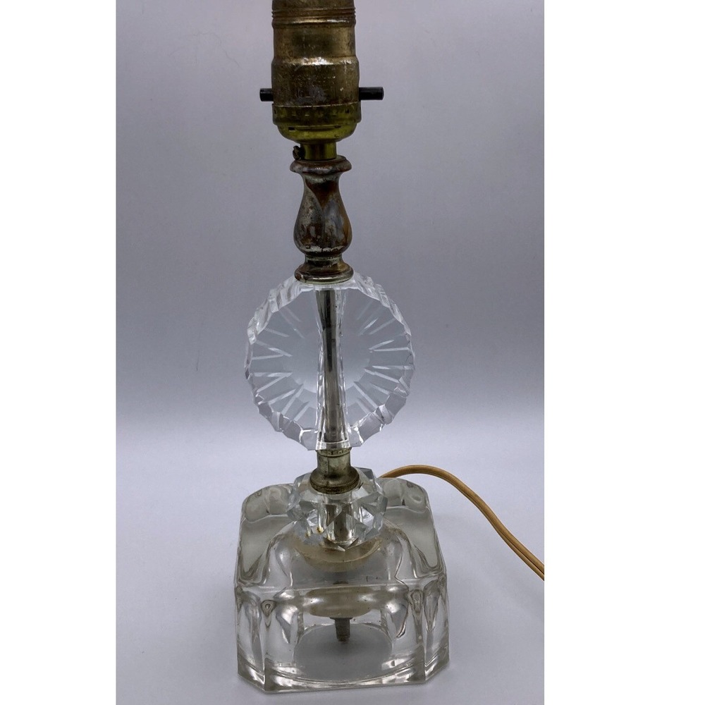 Vintage Clear Cut Glass Boudoir Lamp MCM